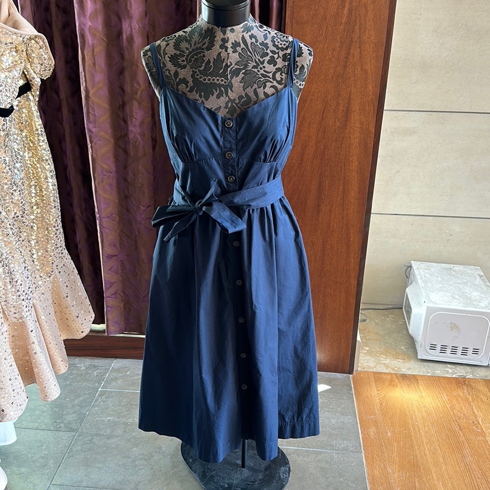 J.Crew Navy Blue Button Down Sleeveless Summer Dress